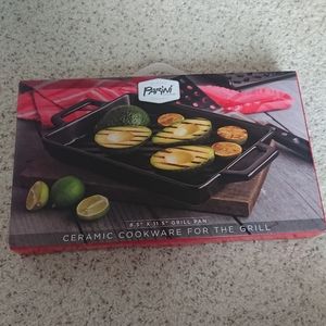 NEW Parini Cookware Glazed Ceramic Cookware for the Grill 8.5x11.5 Grill Pan